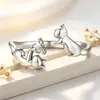 Anillo Abierto de Gato Incrustado con Circonitas de Diseño Único, Joyería Animal con Temática Ajustable para Mujeres, Venta al por Mayor
