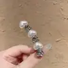Exquisito pasador de pelo con forma de corazón de perla estilo coreano con circonita súper brillante, pinza para patillas laterales, organizador de flequillo delantero, accesorio para el pelo de tipo pinza de pato