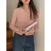 GemingCardigan de Punto Acanalado Estilo Francés Retro con Cuello Polo para Mujer Otoño Nuevo Manga Larga W636H
