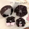 Goma para el pelo floral con forma de corazón artístico estilo vintage coreano color café para niñas, que ofrece un look de alta gama, elegante y a la moda