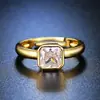 Anel quadrado de diamante aberto design de nicho estilo frio anel do dedo indicador luxo leve francês zircônia micro cravejada super brilhante moda