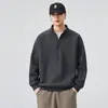 Roupas Masculinas Fengshe / Nova Camisa Polo Masculina com Meio Zíper Primavera e Outono 2026, Blusa Masculina de Manga Longa com Gola Alta, Moletom Masculino Grosso