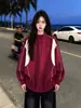 Sudadera de Patchwork con Bloques de Color, Media Cremallera y Cuello Alto, Estilo Callejero Individualista de Hong Kong, Otoño Invierno, Top Casual Versátil, ins