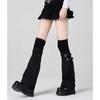 Pierneras Minimalistas de Alta Gama con Retazos, Falsas de Dos Piezas, Hasta la Rodilla, Calcetines de Muslo Apilados Personalizados, Cubrecalcetines Anchos de Cuero con Hebilla de Subcultura, Delgados