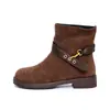 1028 Botas Martin Retro de Suela Gruesa para Mujer 2026 Nuevo Estilo Otoño e Invierno Botas Vaqueras Occidentales Delgadas con Hebilla de Cinturón Melard