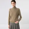 Suéter de cachemira minimalista de cuello alto para mujer, suéter de lana de punto grueso como capa base, suéter de manga larga nuevo para otoño e invierno