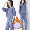 Conjunto Waffle Feminino Casual Sportswear 2026 Outono e Inverno Moda Transfronteiriça Amazon Novo Conjunto de Duas Peças Moletom Cor Sólida