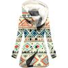 Trench Coat Feminino de Novo Estilo Transfronteiriço, Espessado para o Inverno, Estilo Europeu e Americano, Estampa Digital 3D com Capuz, Casaco de Alta Qualidade para Venda por Atacado
