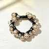 Elásticos de cabelo elegantes com pérolas e strass, acessórios para rabo de cavalo, elásticos simples, acessórios de cabelo para atacado