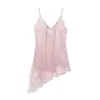 Vestido tipo camisola sin mangas con escote en V, diseño nuevo de primavera para mujer, transfronterizo, con retazos de encaje asimétricos, vestido de lujo ligero