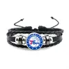 Pulsera de Cordón de Cuero con Logo de Potencia del Este de la NBA Celtics 76ers Knicks Heat Cuerda de Mano Tejida