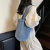 2026 Bolso de Mezclilla Nuevo de Principios de Otoño para Mujer Bolso de Hombro de Gran Capacidad Bolso Cubo de Moda Sencillo Bordado