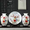 Cerámica de Jingdezhen Reporte de Bambú Ping An Juego de Tres Piezas Jarrón Estilo Chino Nuevo Sala de Estar Gabinete de Vino Estante Antiguo Decoraciones Adornos