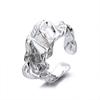 Anillo coreano exagerado y moderno de plata de ley s925 con textura de lava y volantes, diseño de nicho, ligero y lujoso, para hombres y mujeres.