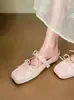 Novedad Primavera/Verano 2026 Zapatos Planos Mary Jane para Mujer con Aumento Interno de Altura de 5 cm, Punta Cuadrada con Lazo, Diseño Versátil de Tacón Bajo