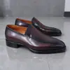 Zapatos de Cuero Británicos de Punta Cuadrada y Tacón Bajo para Hombre de Cuero Genuino Temperamento Negocios Negociación Formal Calzado Individual Retro Traje Boda Zapatos de Hombre