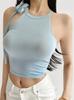 Deseo Puro Dulce Chica Caliente Cuello Halter Hombros Descubiertos Tira para Amarrar Ropa Exterior Estilo Nuevo de Verano 2025 para Mujer Top Corto Ajustado