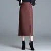 Moderna falda bodycon retro con abertura para mujer, nueva colección otoño 2026 para mujer, falda de un solo paso adelgazante de longitud media con cierre de botón