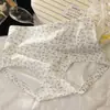 Chica Perezoso Clase a Dulce Floral de Cintura Alta para Mujer Algodón Puro 7A Antibacteriano Talla Grande Ajustados al Cuerpo que Reducen el Vientre Bragas