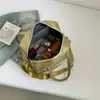 Bolsa Plateada, Bolsa de Viaje de Gran Capacidad, Bolsa de Equipaje del Mismo Estilo que la Bloguera Femenina, Bolso Cruzado, Bolso de Hombro Acolchado de Algodón al por Mayor