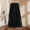 Falda Midi Personalizada para Mujer Verano Nuevo Cintura Alta Fluida Adelgazante Irregular Volante Vaporosa Estilo Hada