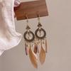 Pendientes de Borlas Estilo Étnico Exótico Pluma de Hada Pendientes Bohemios Vintage para Fotografía de Viajes Retro Artístico