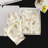 Pijama infantil de algodón nube para primavera y otoño transfronterizo, conjunto de manga larga con cuello camisero fino para niños, ropa de casa para niños mayores, comercio exterior