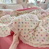 Conjunto de quatro peças em renda de algodão puro estilo princesa ins fresco algodão puro lençol de cama francês fronha capa de edredom dormitório estudantil três peças 3