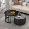 Mesa de Centro Moderna de Lujo Ligero de Madera Maciza para Sala de Estar de Apartamento Pequeño Mesa de Almacenamiento Redonda Creativa Simple Nórdica de Arte en Vidrio y Hierro