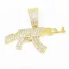 Pingente de colar cubano de liga metálica cravejado de diamantes UZI da moda, acessório de corrente longa masculina moda hip-hop