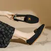 Zapatos de princesa 2024 nuevos zapatos de punta cuadrada de una sola capa zapatos tejidos de punto para mujer mocasines casuales de comercio exterior transfronterizo zapatos tipo guisante para mujer