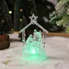 Enfeites Criativos Temáticos de Presépio, Conjunto de Manjedoura Estilo Religioso para uma Família de Três, Luz Noturna Colorida Transparente de Cristal