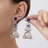 Pendientes de Borla con Campana Tallada Estilo Étnico Retro, Pendientes Artísticos Exquisitos Bohemios, Pendientes de Diseño Europeo y Americano