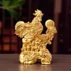 Adorno de Gallo Dorado que Trae Fortuna de los Doce Signos del Zodiaco, Mascota de Tienda, Entrada, Oficina, Manualidad Decorativa para el Hogar