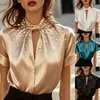 Sitio Independiente de Amazon Moda Femenina Más Vendidos Tops y Camisas Satinadas de Manga Corta