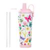 Nova Caneca Térmica de Grande Capacidade 830ml Caneca Portátil com Alça Magnética Abertura Grande Sucção Caneca Estampada com Pérolas