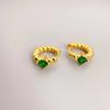 Pendientes de moda con incrustaciones de piedras preciosas cuadradas y nueva personalidad transfronteriza de Europa y Estados Unidos, pendientes de temperamento callejero con textura en espiral para mujer