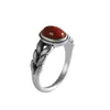 Anillo de Espiga de Trigo Viejo Vintage Estilo Étnico para Mujer Imitación Rojo Sur Arte Estilo Nacional Joyería Anillo Ajustable de Boca Suelta para Mujer