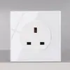 Interruptor de Pared para Mesita de Noche Tipo 86 Transfronterizo Creativo Panel Blanco de Vidrio Templado Balancín Autorestablecible con Luz Indicadora