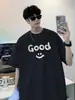 Camiseta Retro Americana de Manga Corta para Hombre, Verano, Algodón Puro de Peso Pesado, Marca de Moda para Adolescentes, Camiseta de Media Manga Holgada y Versátil