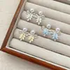 Pendientes de Cristal y Perla con Lazo y Hoja Frescos, Clavos Elegantes y Sencillos, Pendientes Únicos y de Moda, Colgantes Pequeños Distintivos