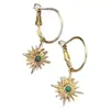 Pendientes Bohemianos de Girasol Turquesa Azul, Pendientes de Estrella de Ocho Puntas, Pendientes de Moda para Mujer Estilo Étnico Retro