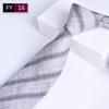 Corbata de Hombre Rayada Vestir Negocios Profesional Ejecutivo 7.5cm Hecha a Mano Elegante Gris Tejido TR Imitación Lana Cuello