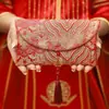 Tela de Brocado de Lujo para Boda, Sobre Rojo con Carácter de Bendición, Bolsa de Sobre Rojo para Ceremonia de Té de Boda, Paquete Rojo de Tela de Tamaño Grande