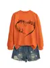 Amazon eBay Tienda Independiente Informal Cómoda de Moda para Mujer Sudadera de Manga Larga con Cuello Redondo con Nota Musical y Corazón para Comercio Exterior