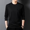 Camiseta de Otoño de Cuello Redondo y Manga Larga para Hombre Sudadera Primavera Business Casual Flexible Elástica Transpirable Top Base para Papá
