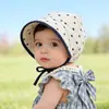Gorro de Punto de Lunares Estilo Coreano para Bebé 2026 Nuevo Estilo Primavera y Otoño Gorro de Palacio para Niños y Niñas, Sombrero de Ala Ancha con Protección Solar para Verano