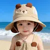 Sombrero de Pescador de Protección Solar de Verano para Bebé con Ala Ancha Linda y Parasol de Malla Fina Desmontable para Niños y Niñas