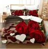 Amazon transfronterizo tres piezas flor de amor impresión digital 3D ropa de cama comercio exterior Fábrica de Textiles para el Hogar al por mayor