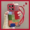 Adequado para Capa de Celular Xiaomi 17, Nicho Artístico Xiaomi17Promax, Resistente a Manchas, Aparência Premium, Cão Bordado Color Block